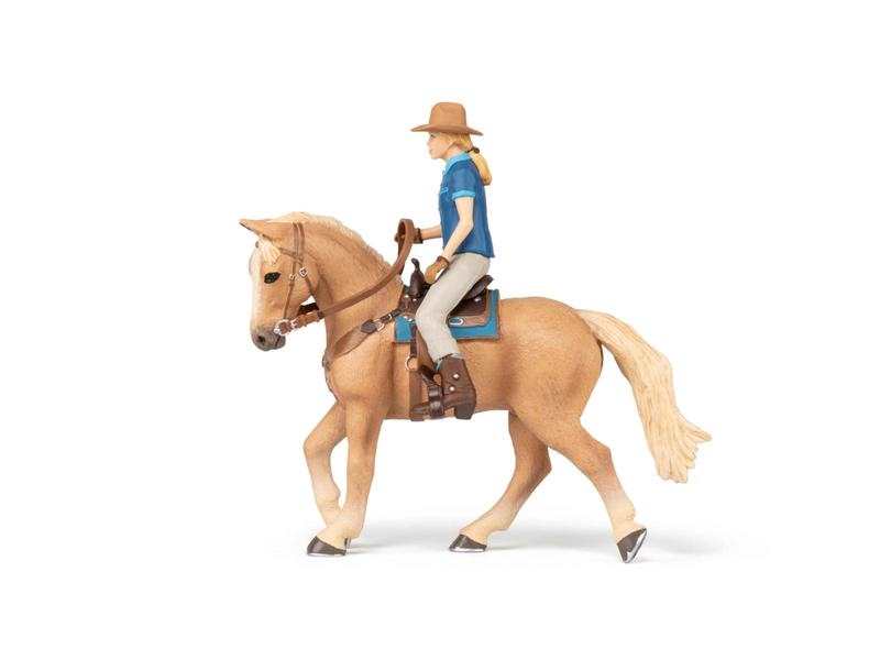 Figurine Cheval western et sa cavalière