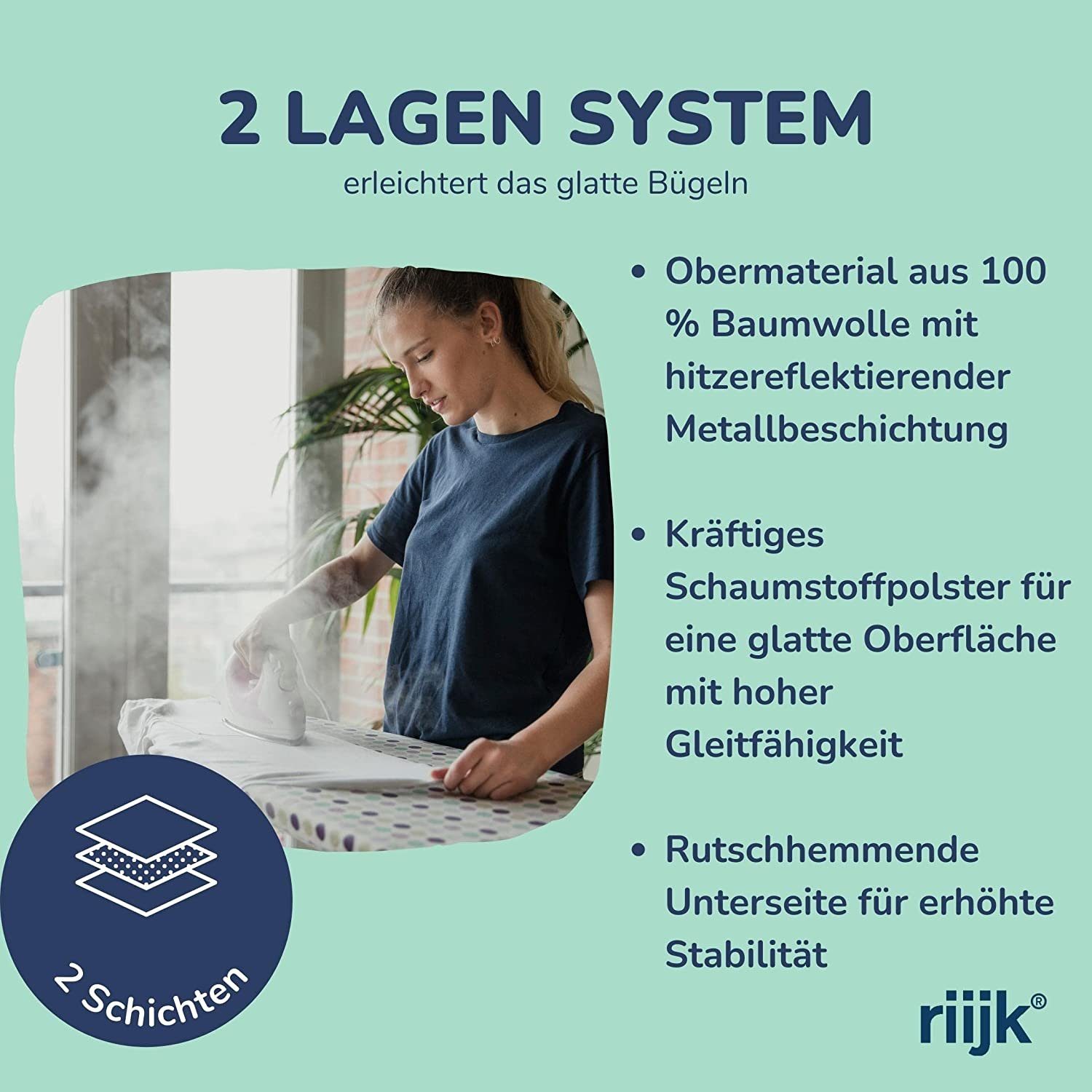 riijk Bügelbrettbezug Bügeltischbezug, Zubehör für universal passend bis 125cm Länge und 45cm Breite, universal passend