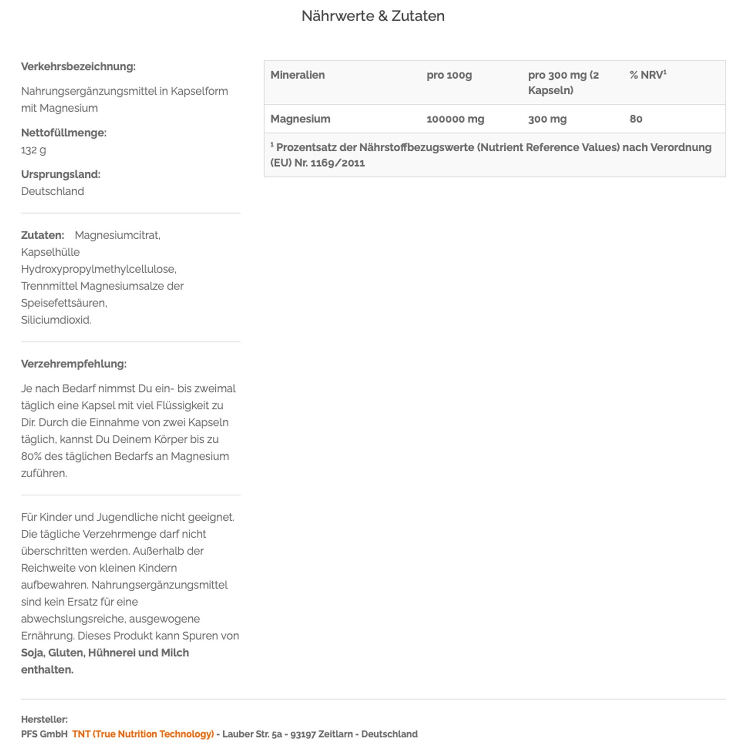 Magnesium Citrat. zur Verminderung von Müdigkeit. Teil des Elektrolythaushaltes