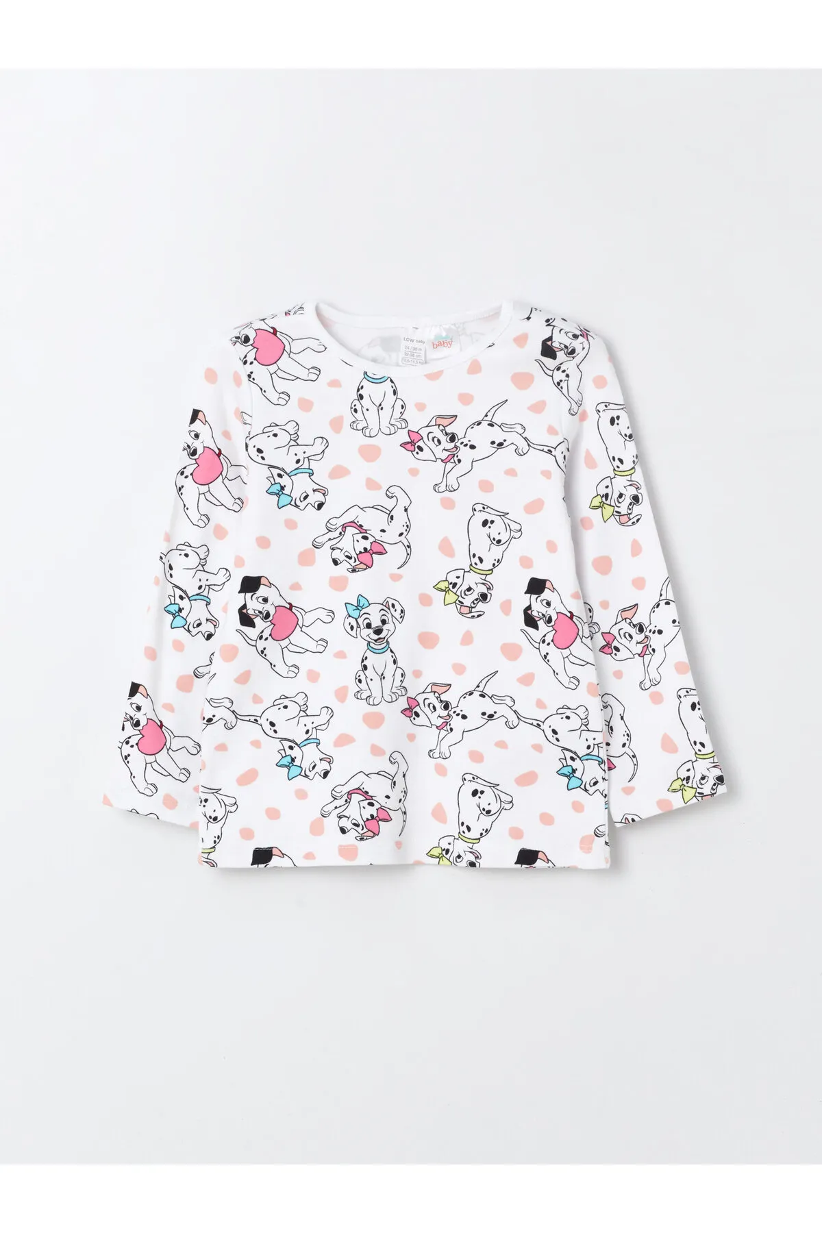 LC Waikiki  Pyjama-Set für Baby-Mädchen mit Rundhalsausschnitt und langen Ärmeln und 101 Dalmatiner-Aufdruck