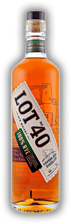 Lot No. 40 Rye Whisky 43% Lot No. 40 Rye Whisky 43% Ein Rye Whisky der von A - Z durchzogen ist von klaren Roggen-Noten. 0,7	 Liter - Vol 43%
