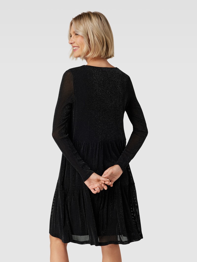 Minikleid im Stufenlook mit Rundhalsausschnitt in schwarz