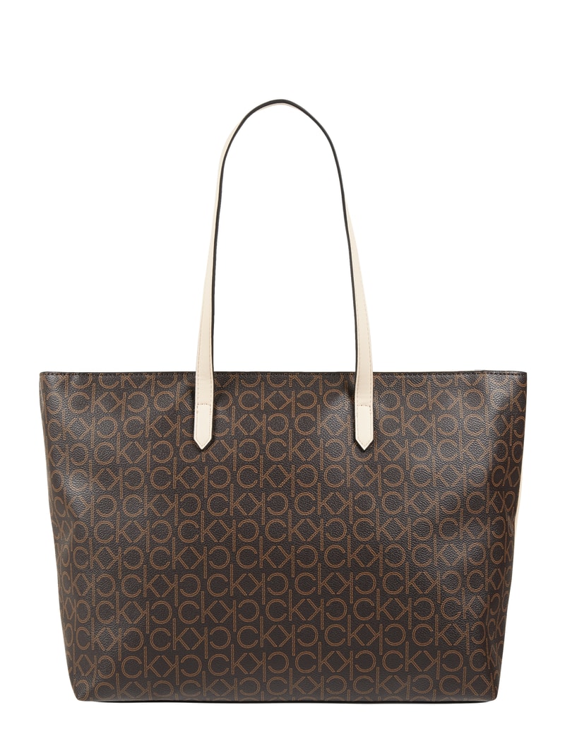 Shopper mit Logo-Muster in mittelbraun