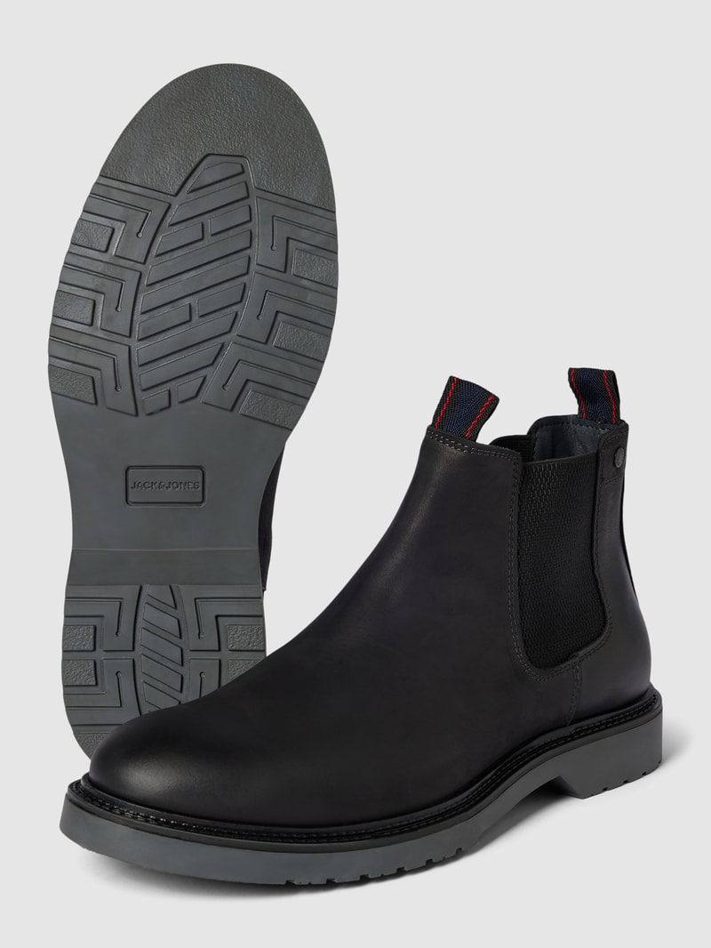 Chelsea Boots aus Leder-Mix Modell 'LEYTON' in dunkelgrau