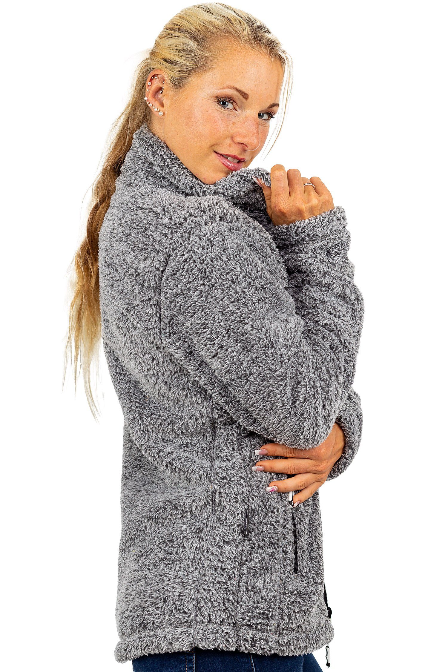 Reichstadt Fleecejacke Reichstadt Damen Fleecejacke 22RSW002 (1-St) mit Stehkragen und langen Ärmeln