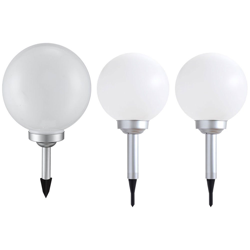 etc-shop LED Gartenleuchte, LED-Leuchtmittel fest verbaut, 3er Set LED Solar Außen Leuchte Garten Deko Steck Lampen Kugeln