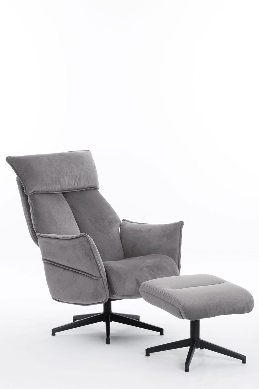 Happy Home Happy Home gepolsteter Relaxsessel mit Hocker HWP60-GRA grau