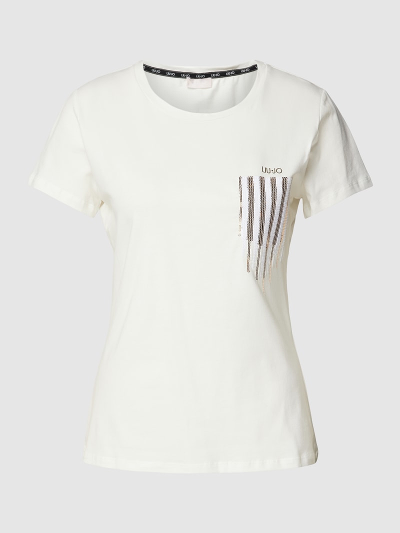 T-Shirt mit Ziersteinbesatz in weiss
