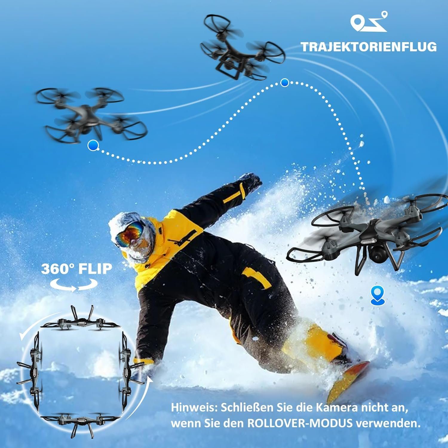 MAETOT Drohne (1080P, Maetot Drohnen Mit 1080P HD Kamera,FPV Quadcopter RC für Kinder, APP-Steuerung,Ein-Tasten-Anfangsgeschwindigkeitseinstellung, 360°-Flip)
