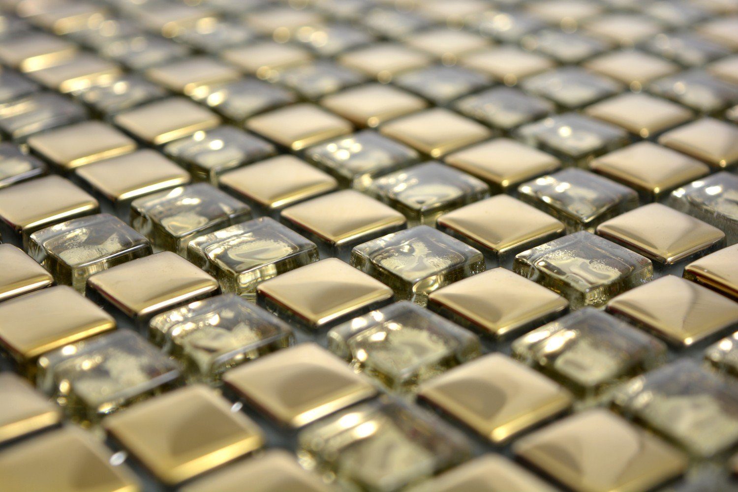 Mosani Mosaikfliesen Glasmosaik Crystal Mosaikfliesen gold glänzend / 10 Matten