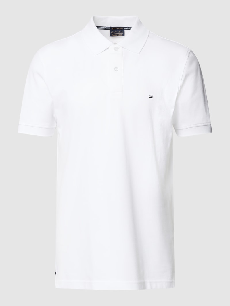 Poloshirt mit Label-Stitching in weiß