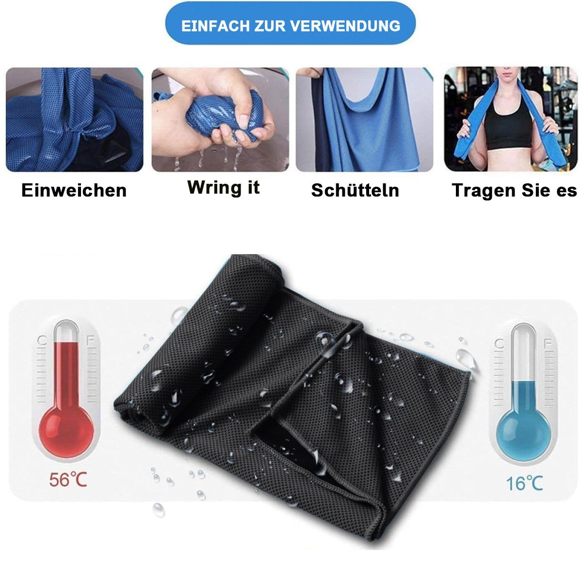 FeelGlad Sporthandtuch Kühlendes Handtuch, Mikrofaser, kühlendes Stirnband, Bandana