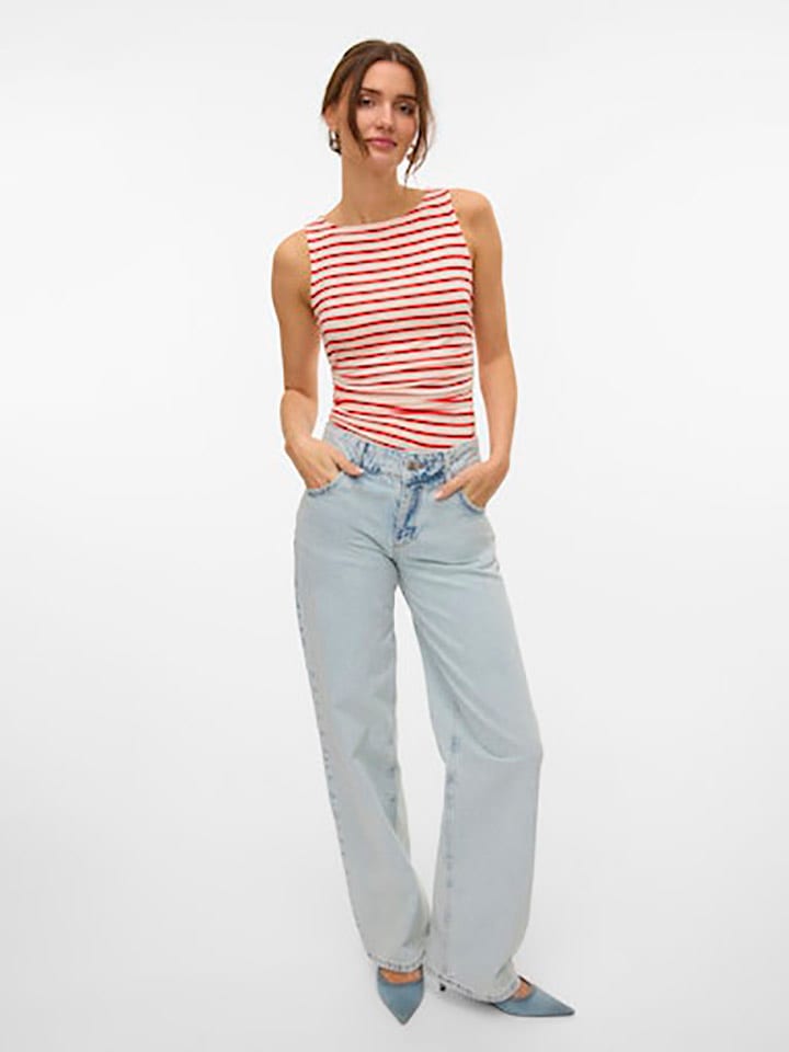 Vero Moda Top in Weiß/ Rot günstig kaufen