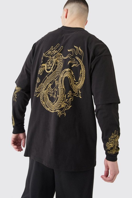 Tall Oversize T-Shirt Trainingsanzug mit Drachen-Print