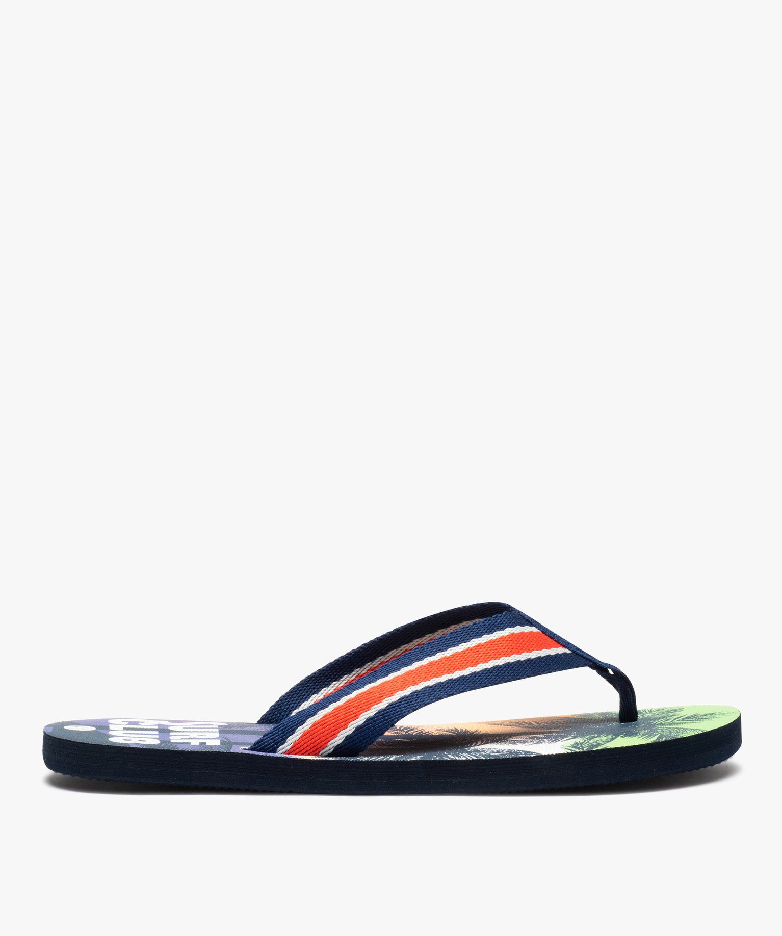 Tongs homme à motif tropical et brides en toile multicolore | GEMO