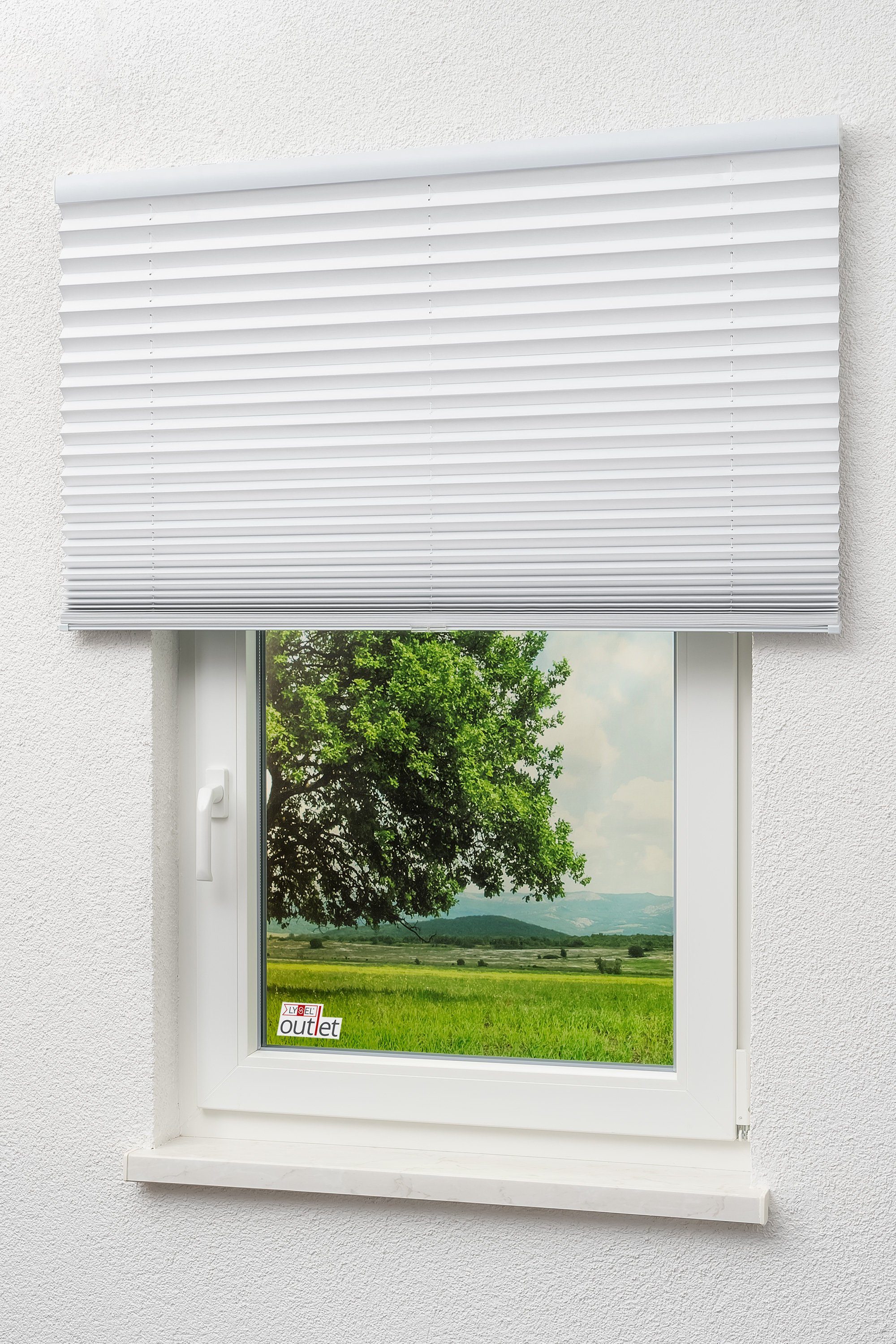 Plissee Thermo freihängend Reinweiß, LYSEL®, abdunkelnd, HxB 160x80cm