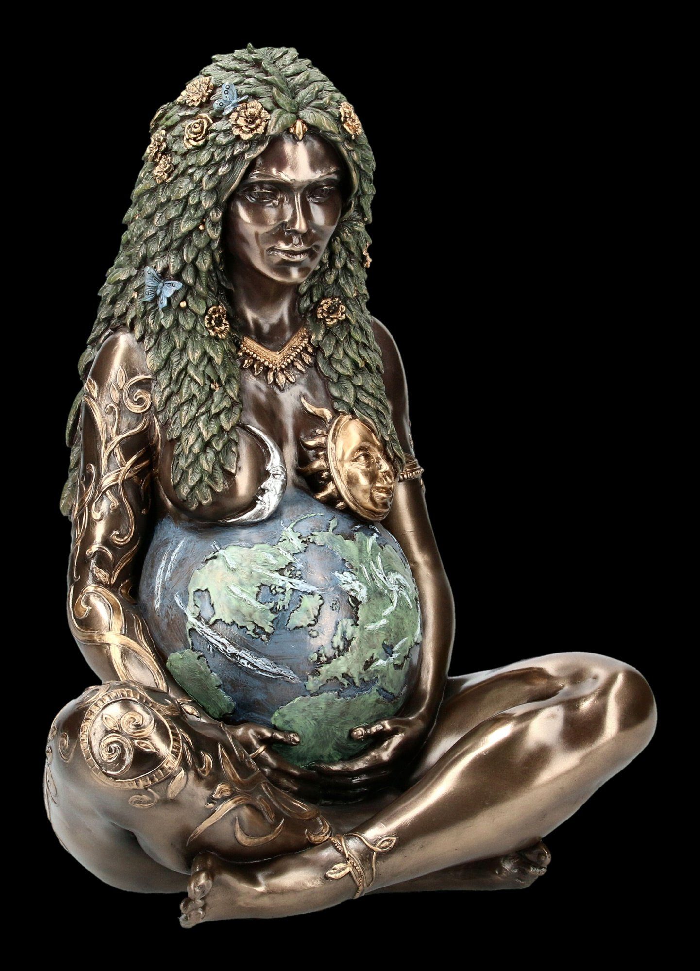 Figuren Shop GmbH Fantasy-Figur Himmlische Gaia Figur - Mutter Erde - groß bronziert - Fantasy Deko