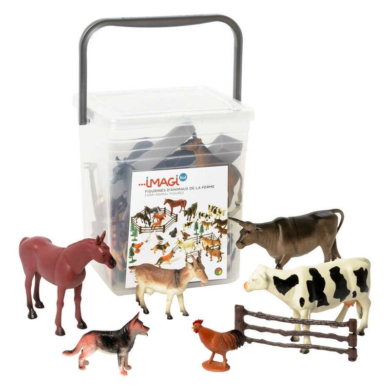 Grand baril de figurines d'animaux de la ferme Oxybul