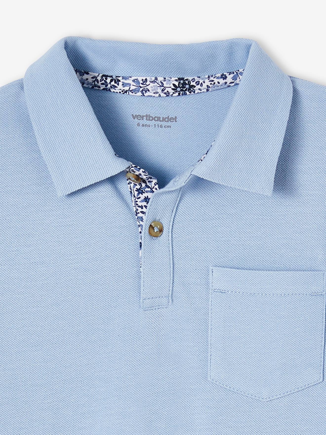 Ensemble polo maille piquée et bermuda garçon bleu ciel