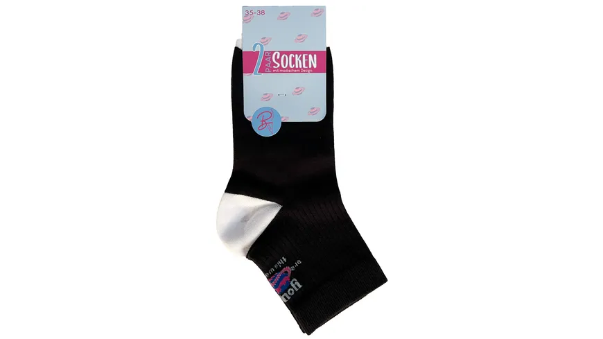 Damen Socken mit feiner Rippe 2er Pack schwarz, weiß