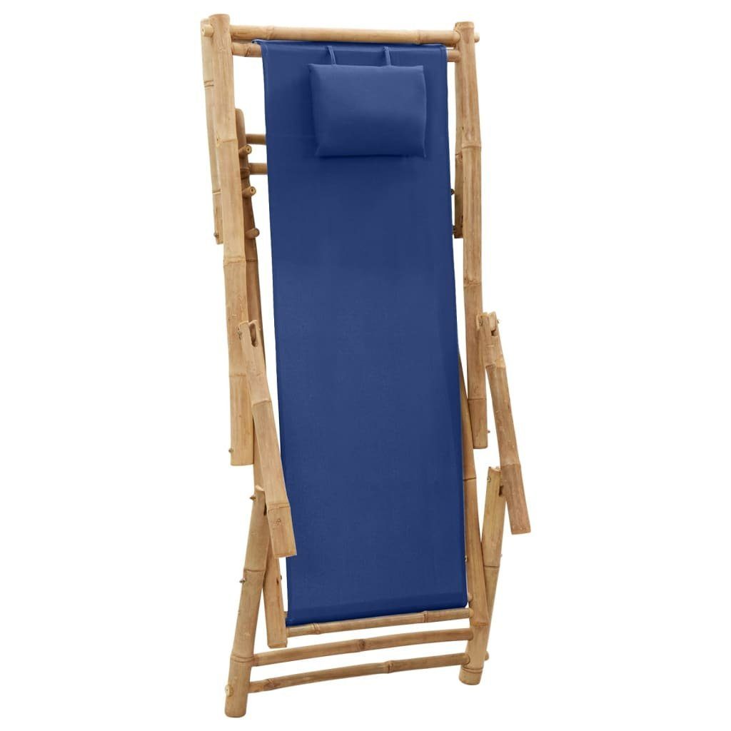 vidaXL Gartenstuhl Liegestuhl Bambus und Canvas Marineblau (1 St)