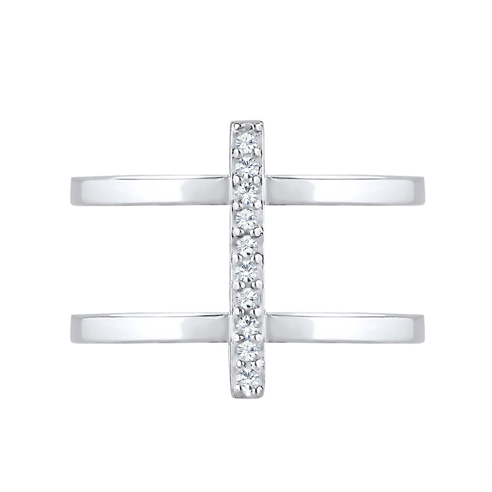 Elli Elli Bague Géo Minimal Filigree Bague Femme (925/1000) Argent Cristal Bague