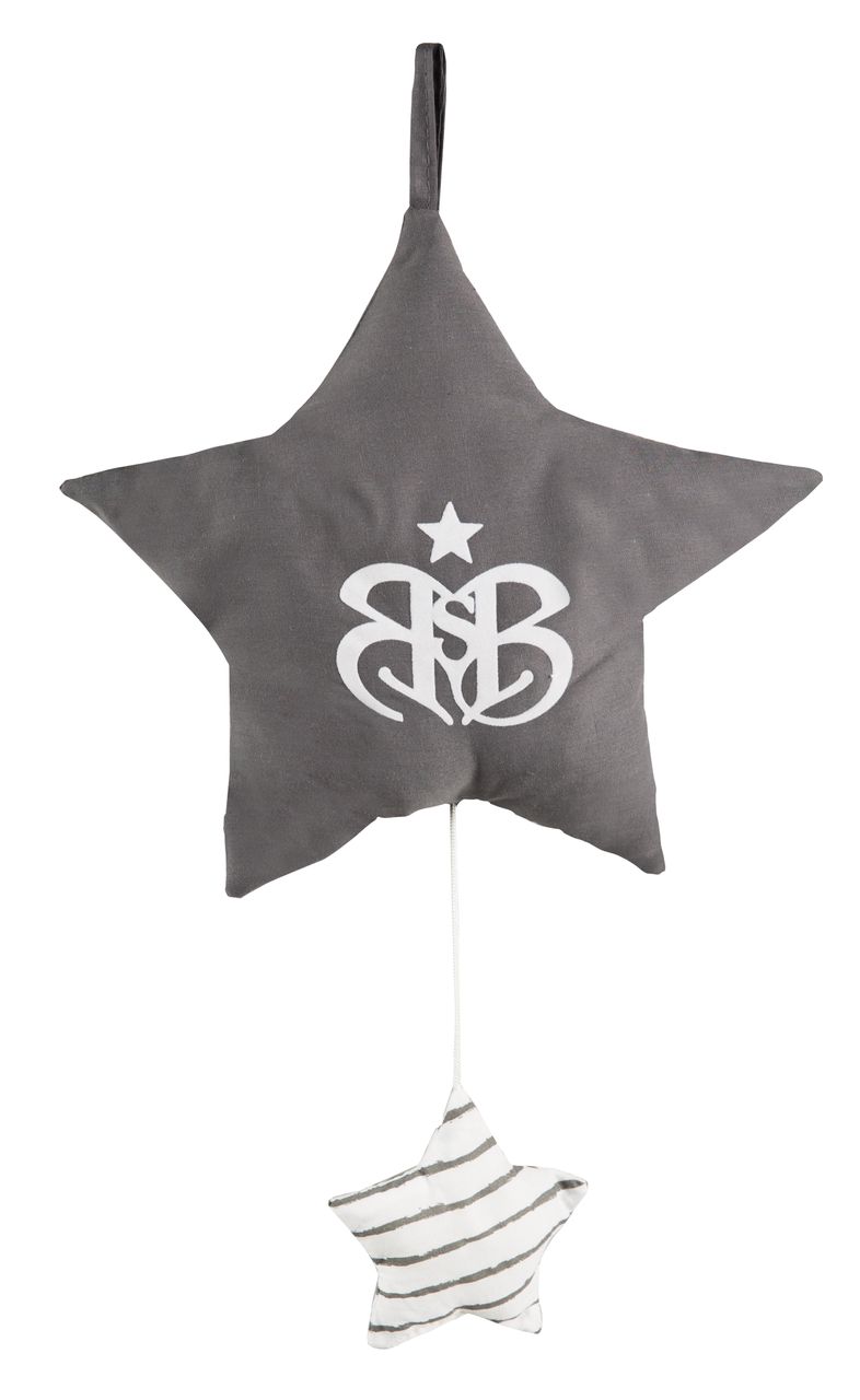 Roba Spieluhr 'Rock Star Baby 3', Einschlafhilfe, Textil-Stern waschbar, Babyzimmer Deko grau / weiß