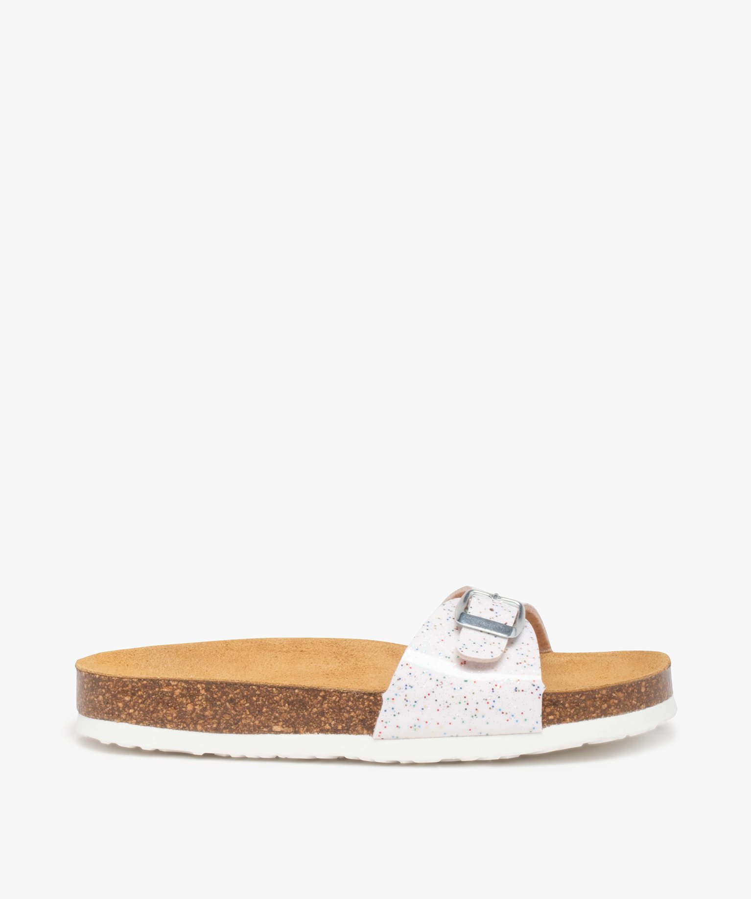 Mules fille à semelle liège et bride à boucle blanc | GEMO
