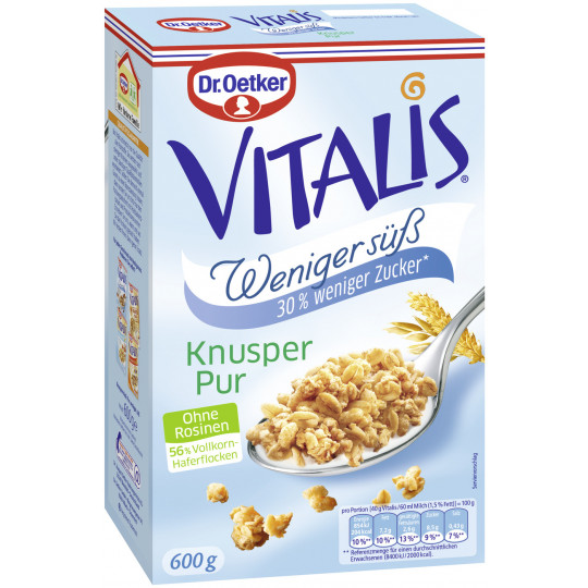 Dr.Oetker Vitalis Knusper pur 30% weniger Zucker 600G