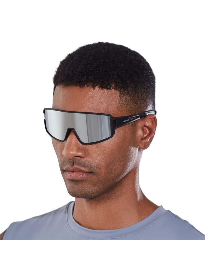 YEAZ SUNWAVE Sport-Sonnenbrille Black/Silver Mirror in silber günstig kaufen onesize