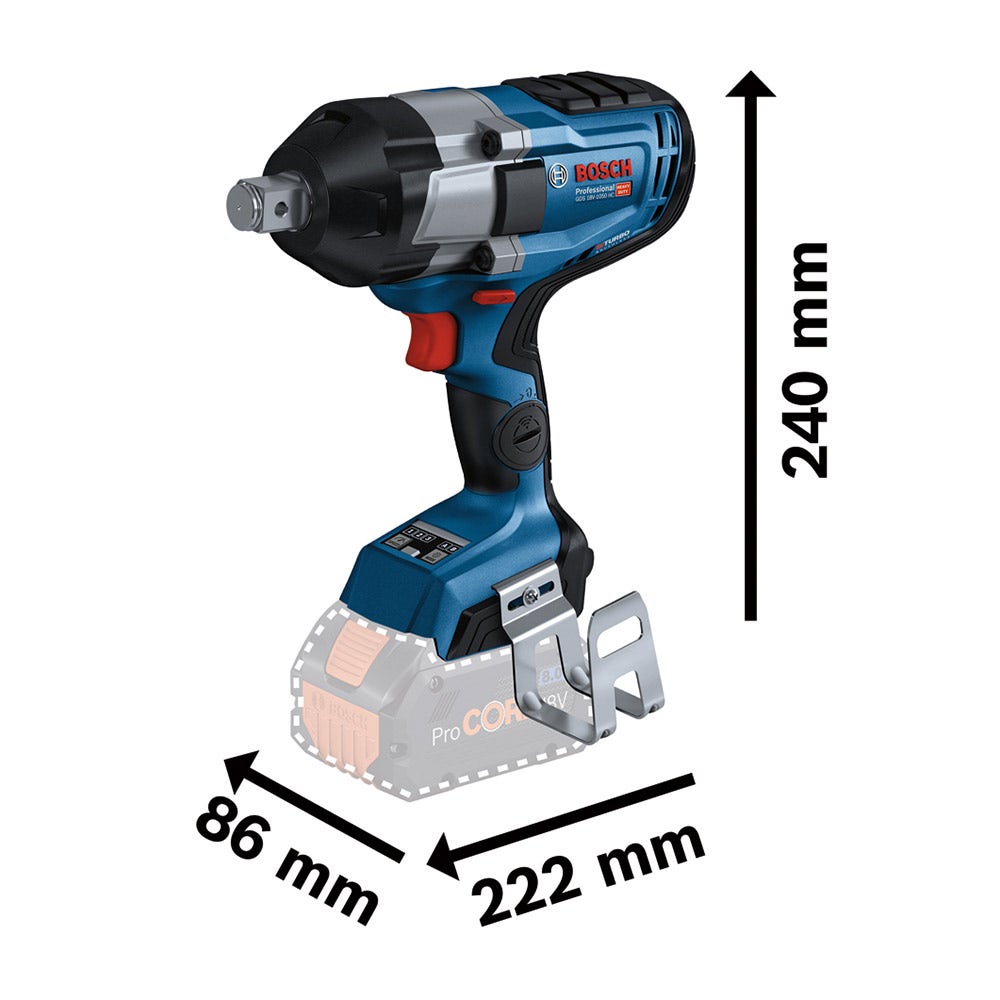 Chave de impacto sem escova BOSCH 18 V 1/2 polegada Skin GDS 18 V-1000 0.601.9J8.000