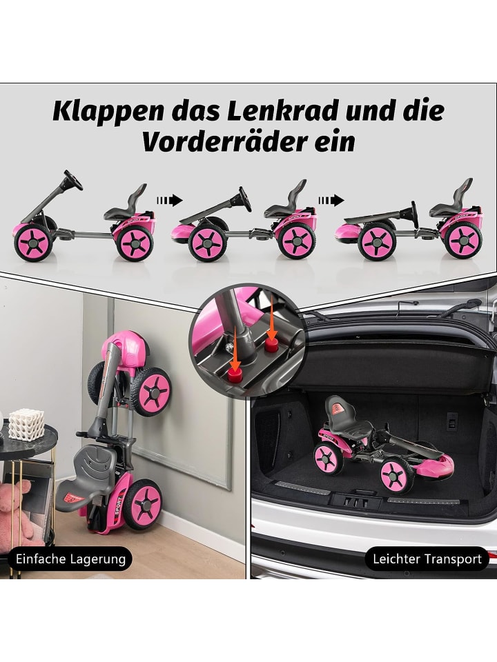 COSTWAY 12V Elektro Gokart LED ab 2 Jahre in Rosa günstig kaufen 50 x 85 cm