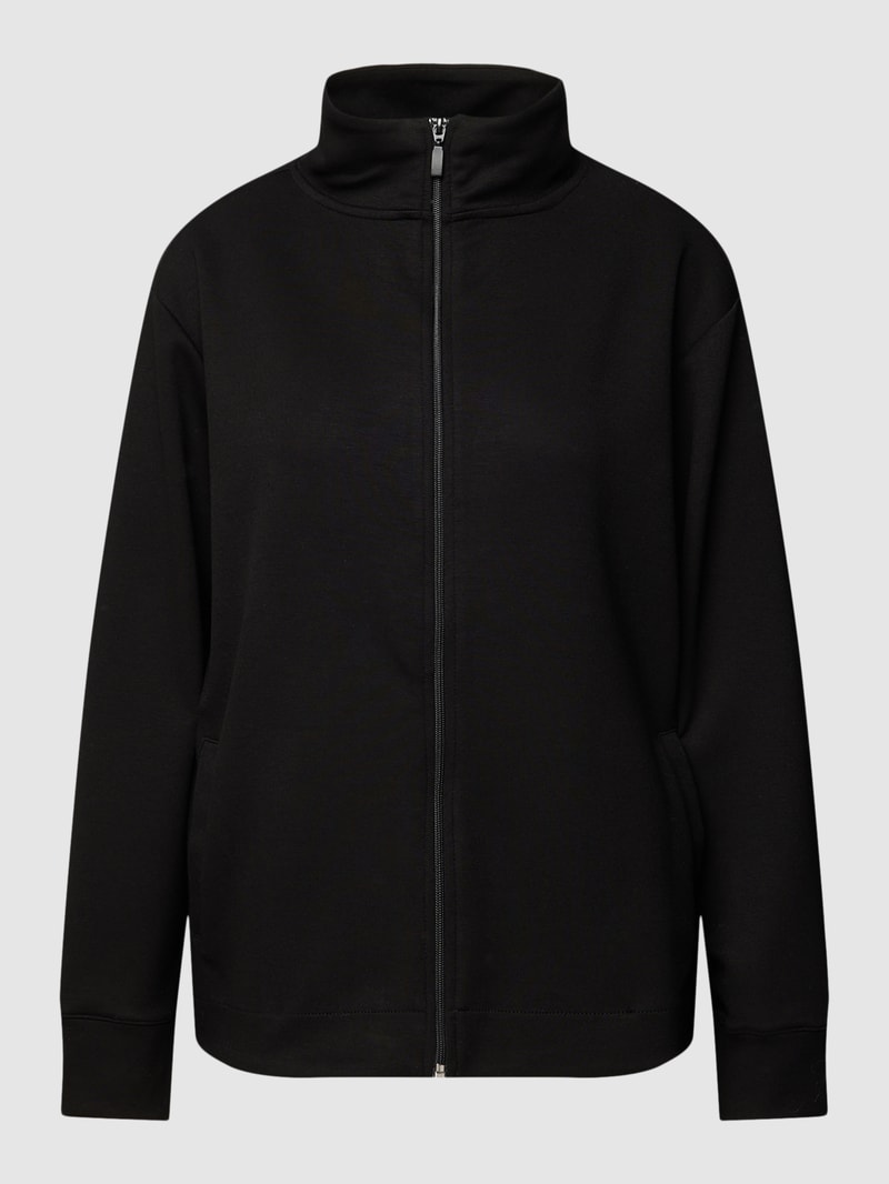 Sweatjacke mit Stehkragen in schwarz