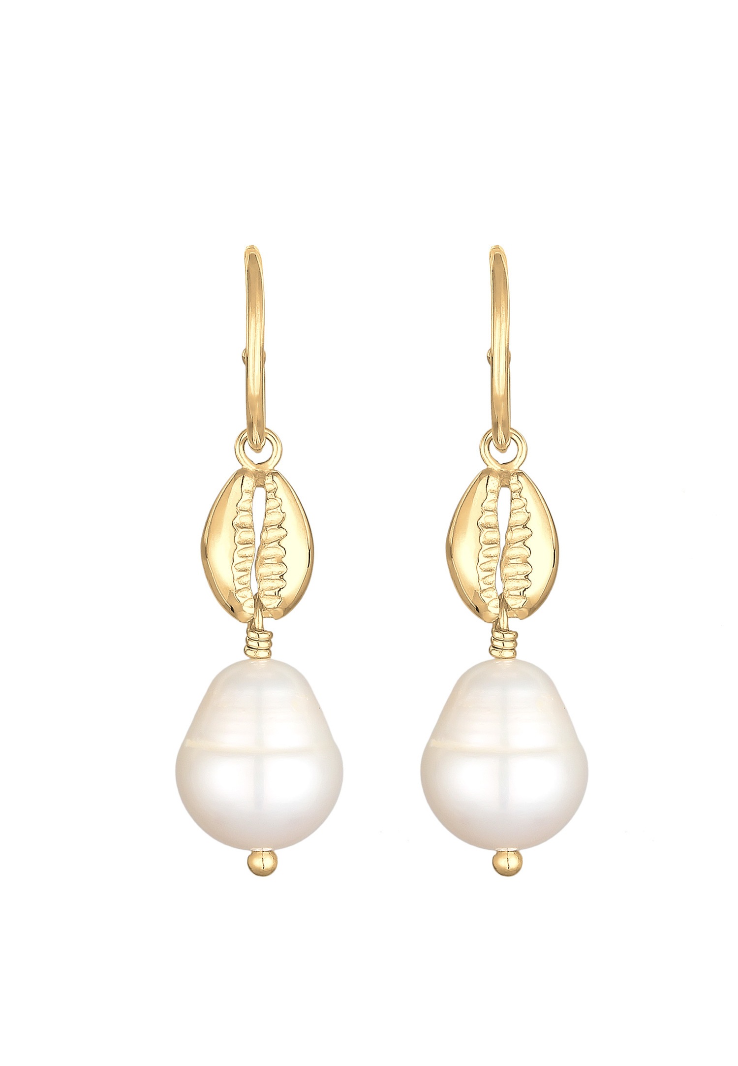 Perle de cultură de apă dulce Elli Maritime Seashell pentru femei, argint placat cu aur (925/1000)