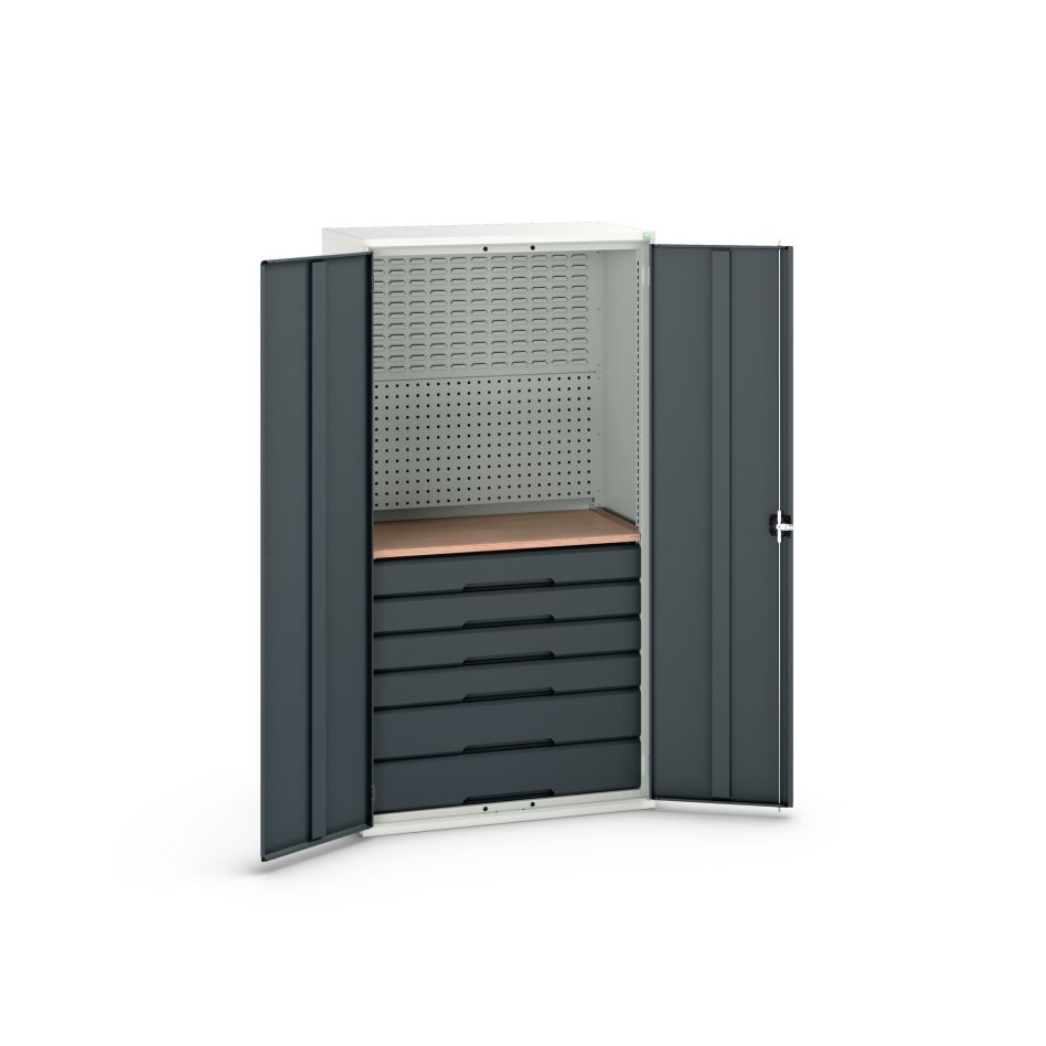 Bott 16926573.19 Systémová skrinka Verso 1050x550x2000mm 6 zásuviek 1 perforovaný zadný panel RAL 7016