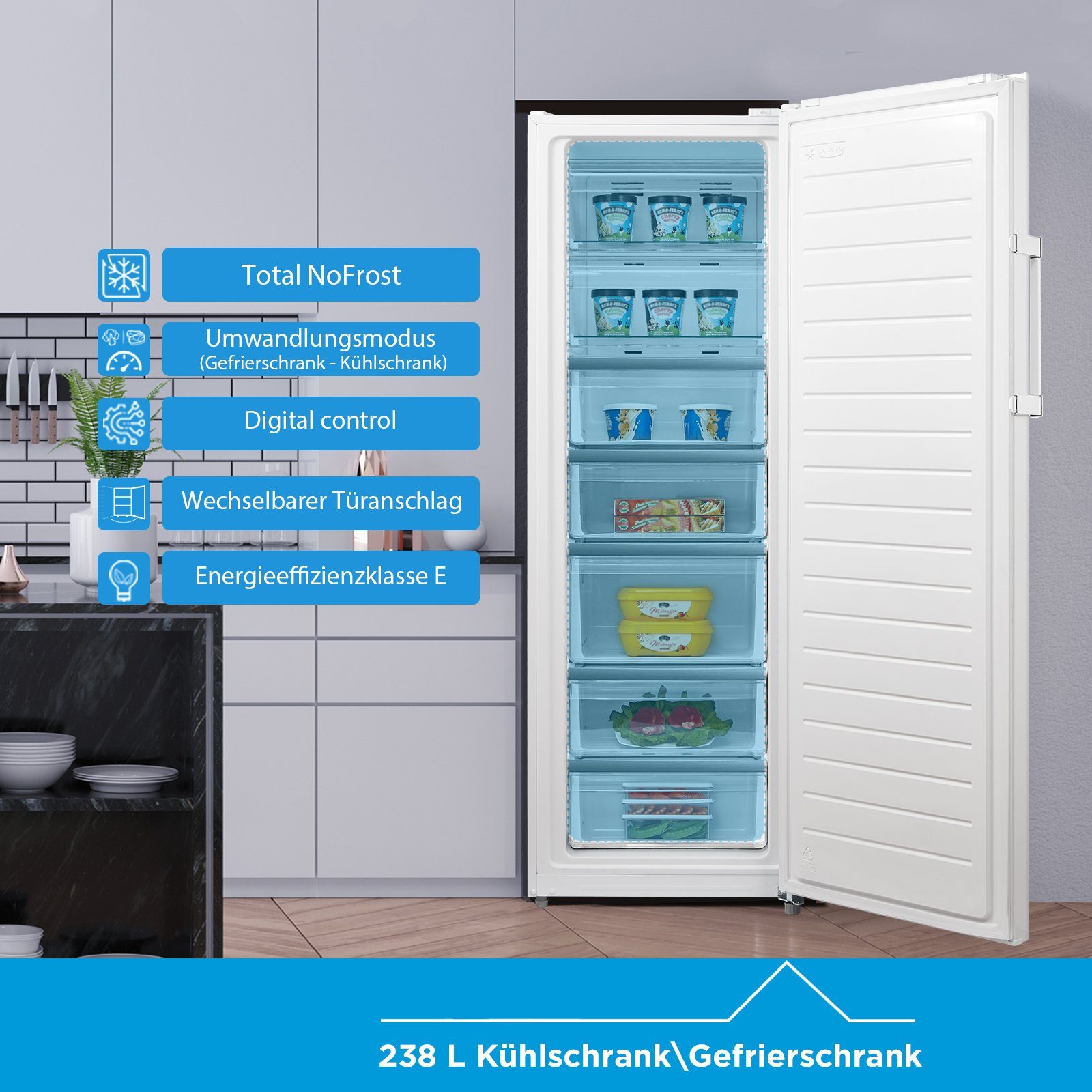 Midea Gefrierschrank MDRU333FZE01, 172.2 cm hoch, 59.5 cm breit, NoFrost
