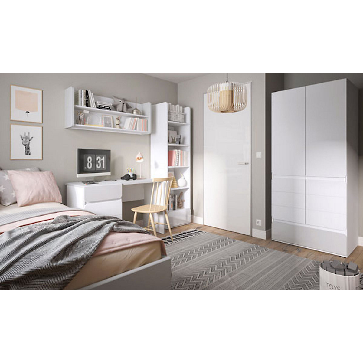 Jugendzimmer-Set Albi komplett 5-teilig grifflos
