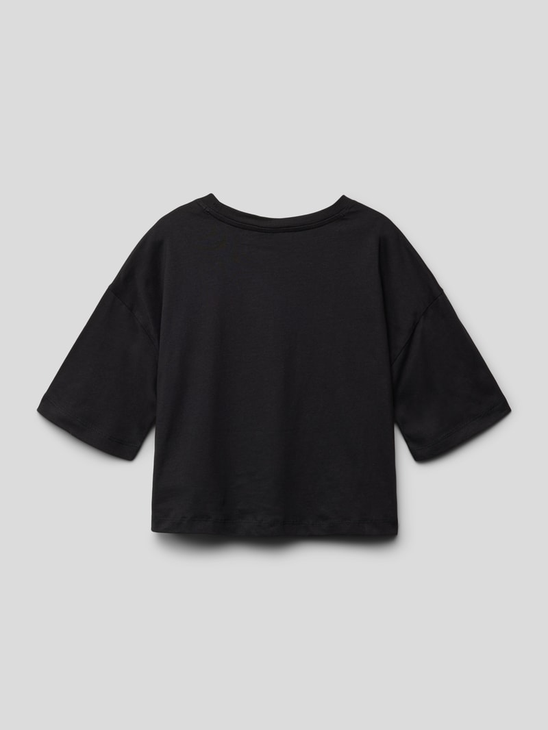 Cropped T-Shirt mit Label-Print in schwarz