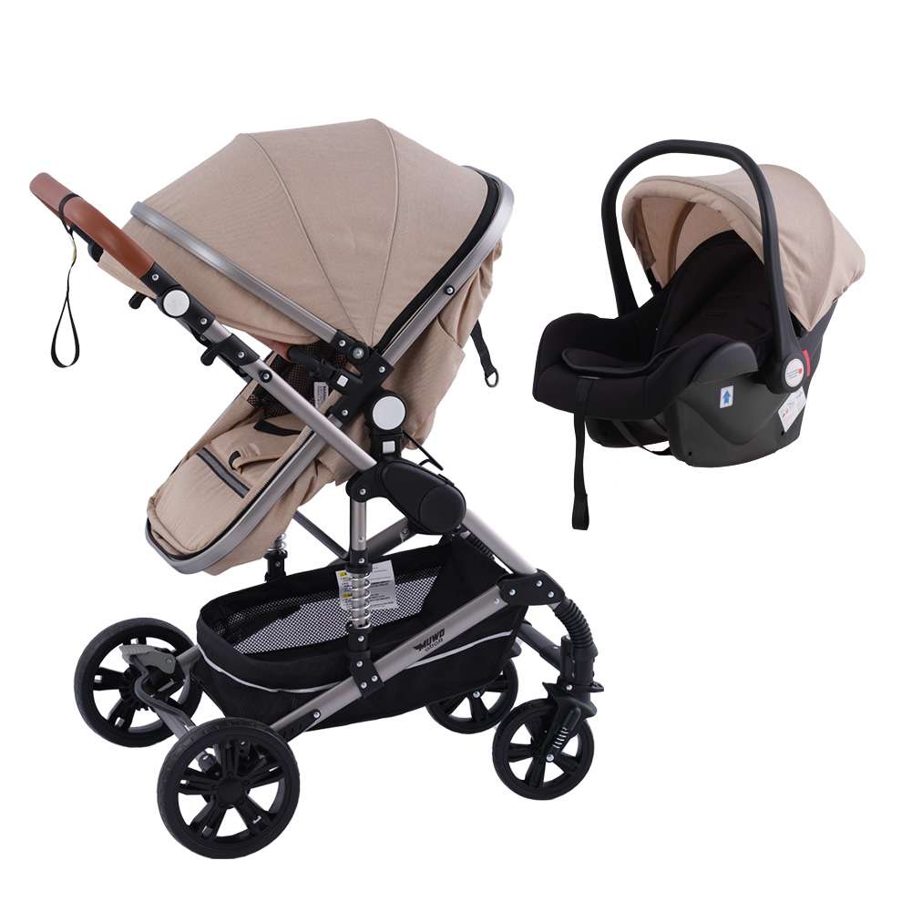 MUWO 3 in 1 Kombi-Kinderwagen Komplettset beige
