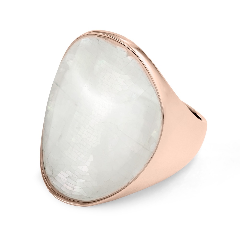 Pippa&Jean Bague tendance Laiton Verre Nacre en Or rose Bague