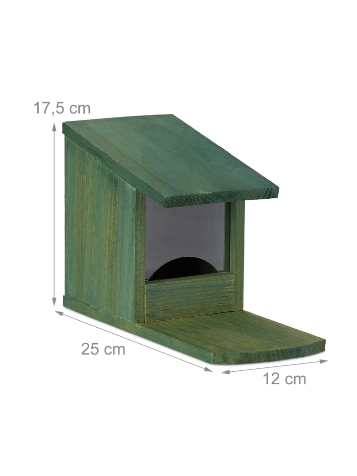 relaxdays Eichhörnchen Futterhaus in Dunkelgrün - (B)12x (H)17,5 x (T)25 cm günstig kaufen onesize