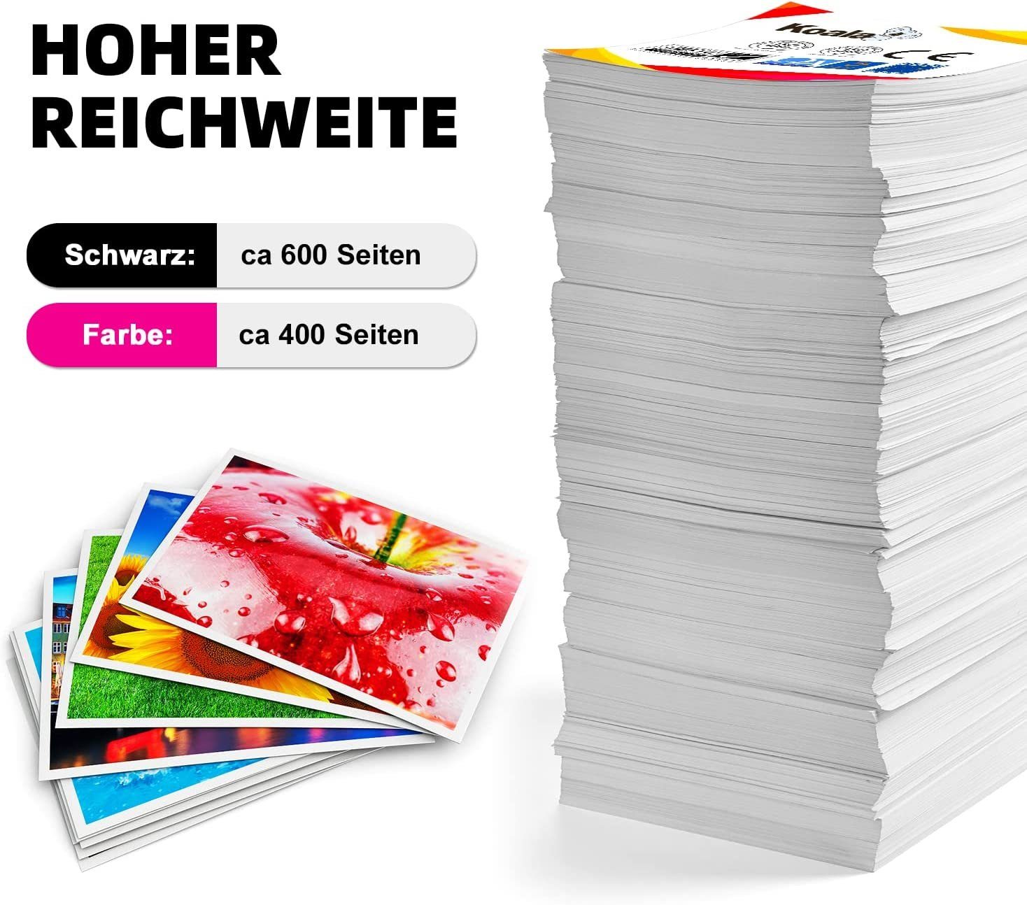 Koala 2er 305XL Tintenpatrone ersetzt für HP 305 XL DeskJet 2710 2720e 2724 Tintenpatrone (Packung, Patrone für HP 305XL Deskjet 2320 2710 2720 4100 Envy 6012 6400 6458)