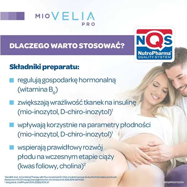 Miovelia Pro, et præparat der understøtter kvindelig fertilitet, breve og kapsler