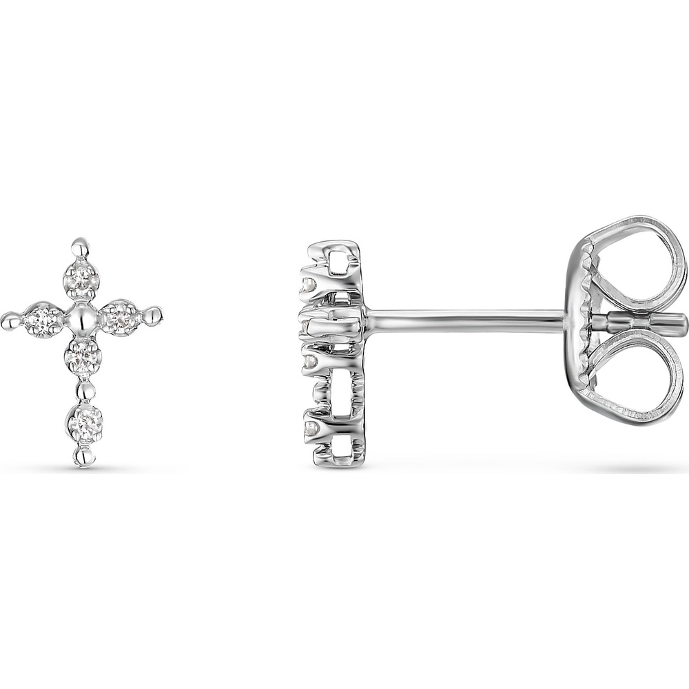 Valeria Boucles d'oreilles à fermoir à poussette 375 Or blanc Boucles d'oreilles