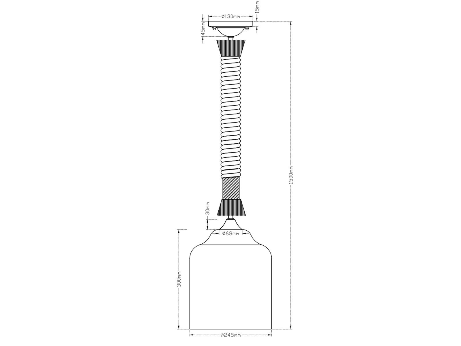 meineWunschleuchte LED Pendelleuchte, LED wechselbar, Warmweiß, kleine Designer-lampen Lampenschirm-e Rauch-Glas Seil-lampe, Ø24cm