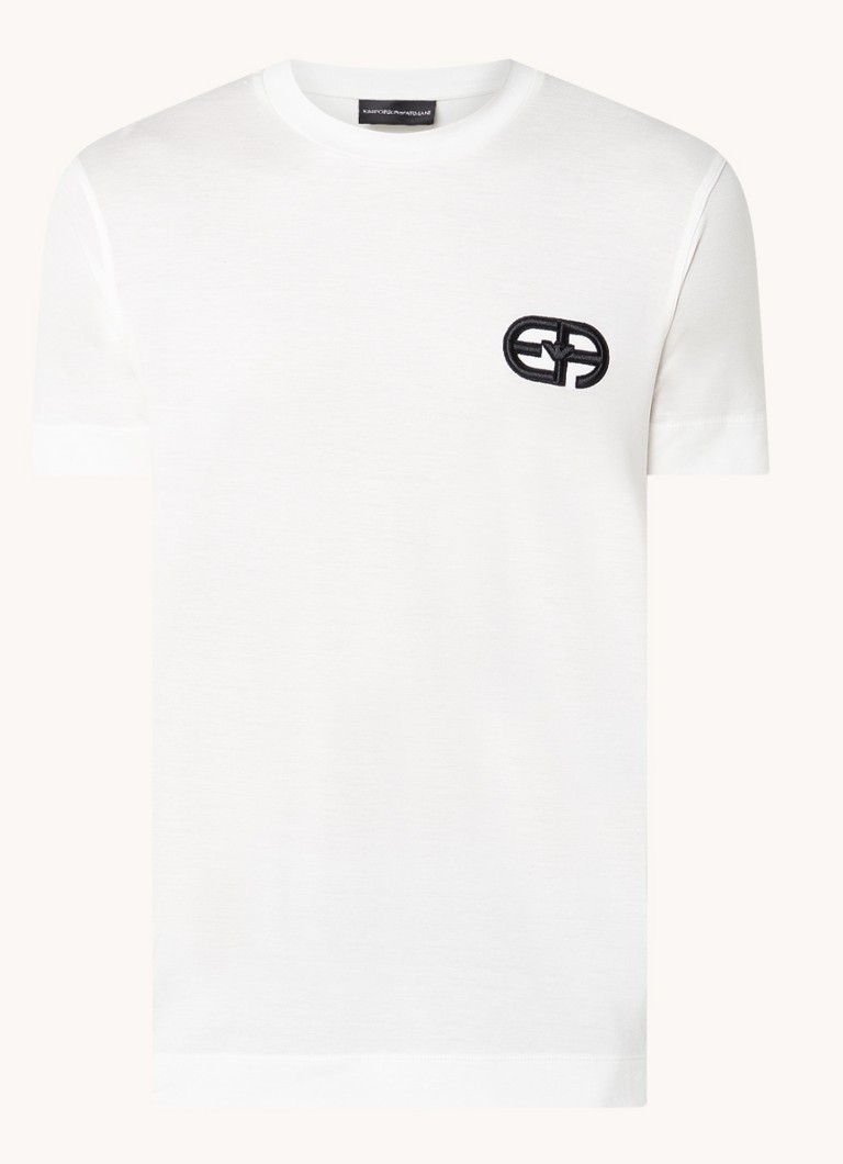 Tricou Emporio Armani din amestec de lyocell cu logo brodat