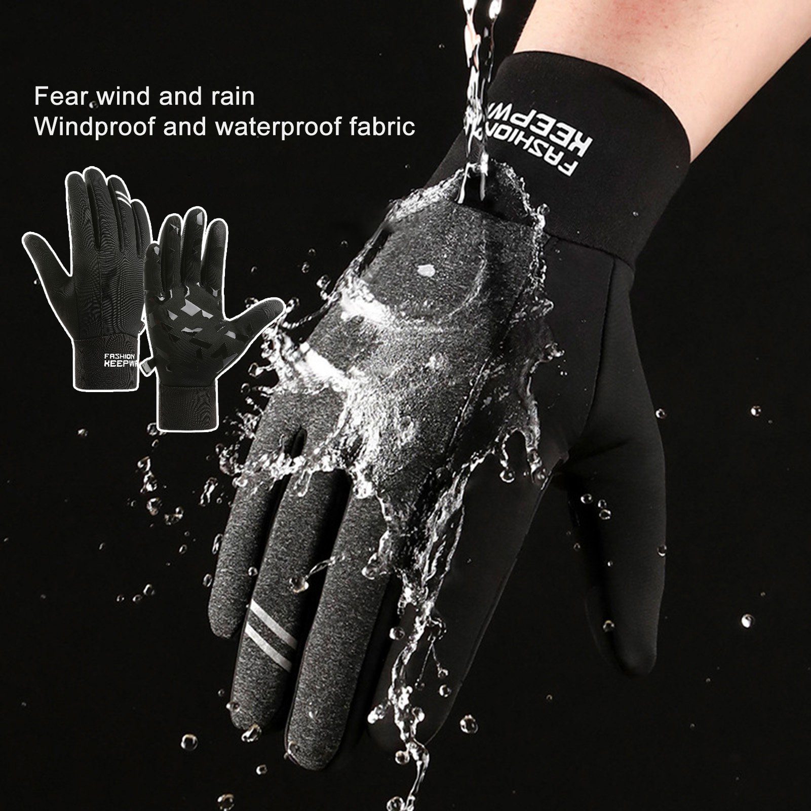 Rutaqian Fahrradhandschuhe Touchscreen Handschuhe, Sport Elastisch Gloves für Herren Damen Touchscreen, Warmhalten, Anti-Verlust