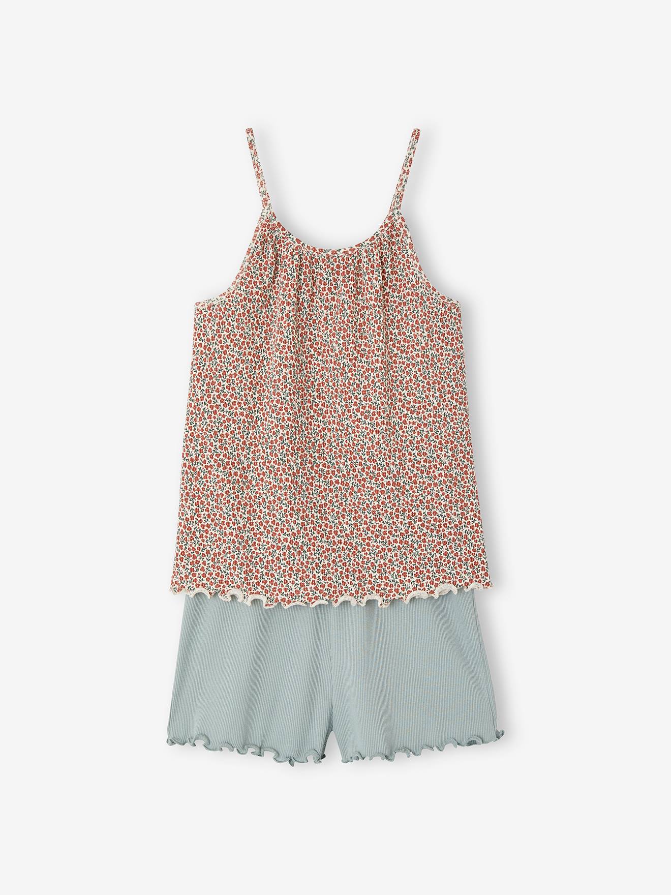 Vertbaudet 2er-Pack Mädchen Sommer-Schlafanzüge Oeko-Tex - graublau