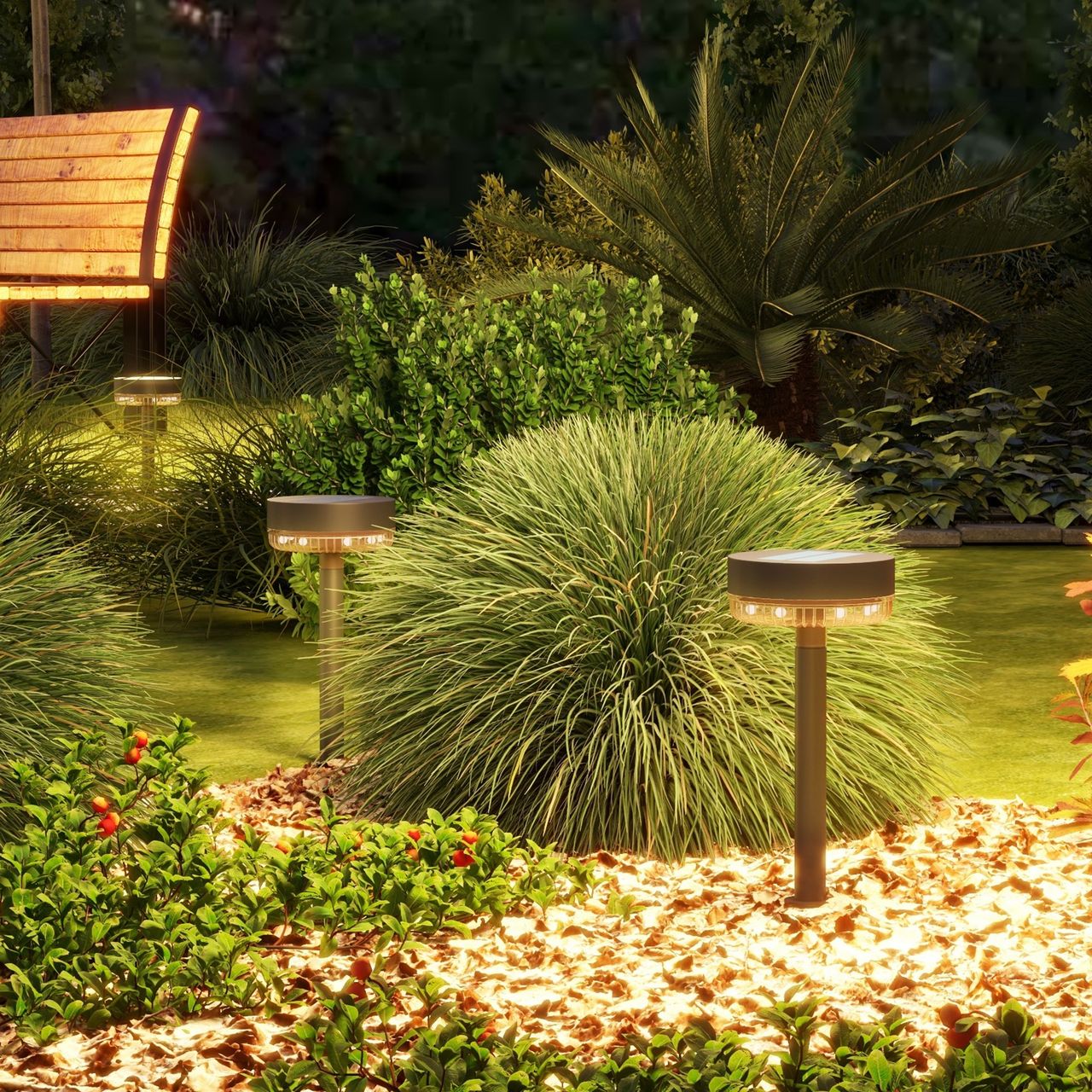Outsunny Solarlampe 3 Stück Solarleuchte Solar Gartenleuchte mit Warmweiß Lichte