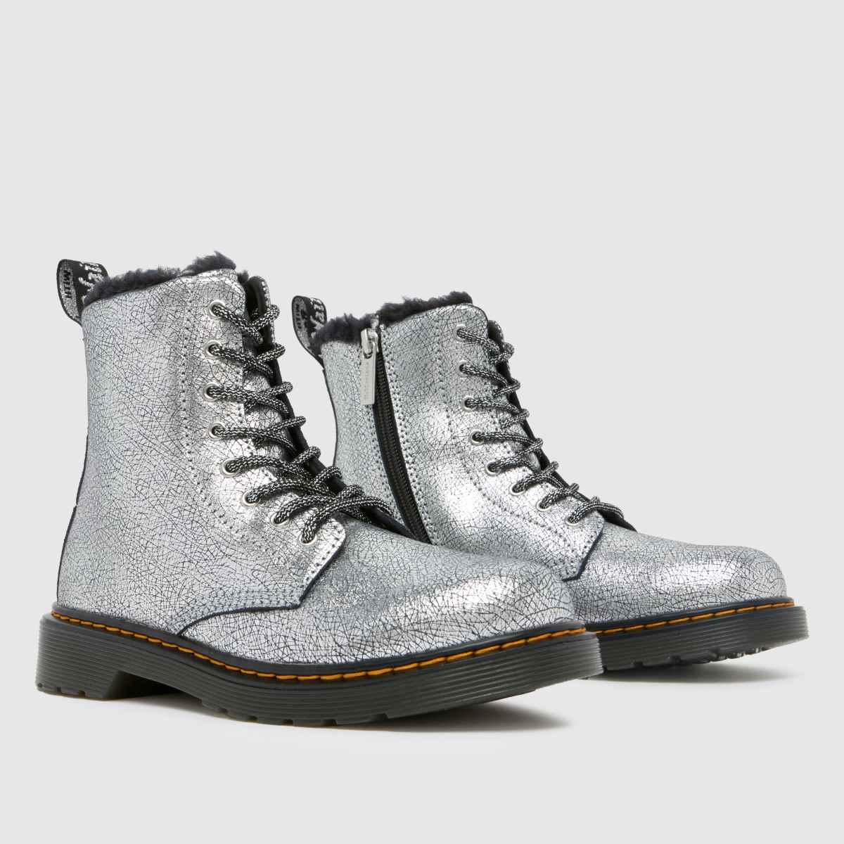 Dr Martens silverfärgade 1460 Serena flickstövlar för barn